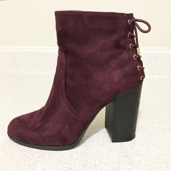 Indigo Rd. | Wine Suede Lace Up Ankle Boots - Picture 2 of 7